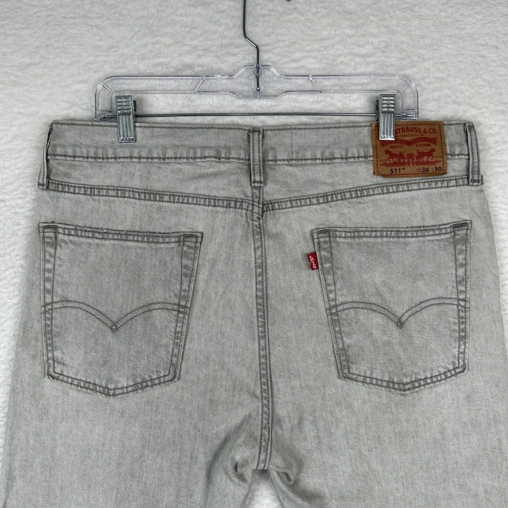 Levi's Jeans Mens 36x30 Gray Denim 511 Slim Fit Straight Light Wash Stretch
